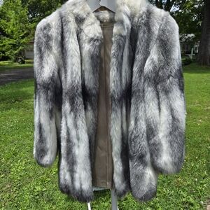 Elegant Gray Fur Coat